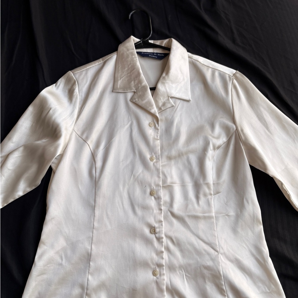 Preston & York Cream Satin Blouse